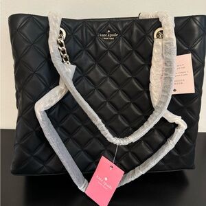 NWT Kate Spade Natalia Quilted Tote Bag In Black